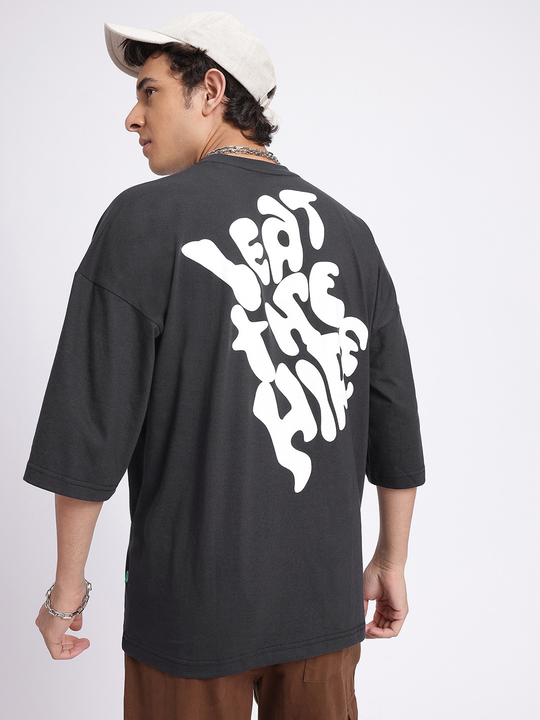 glitchez Typography Print Super Loose Fit T-shirt