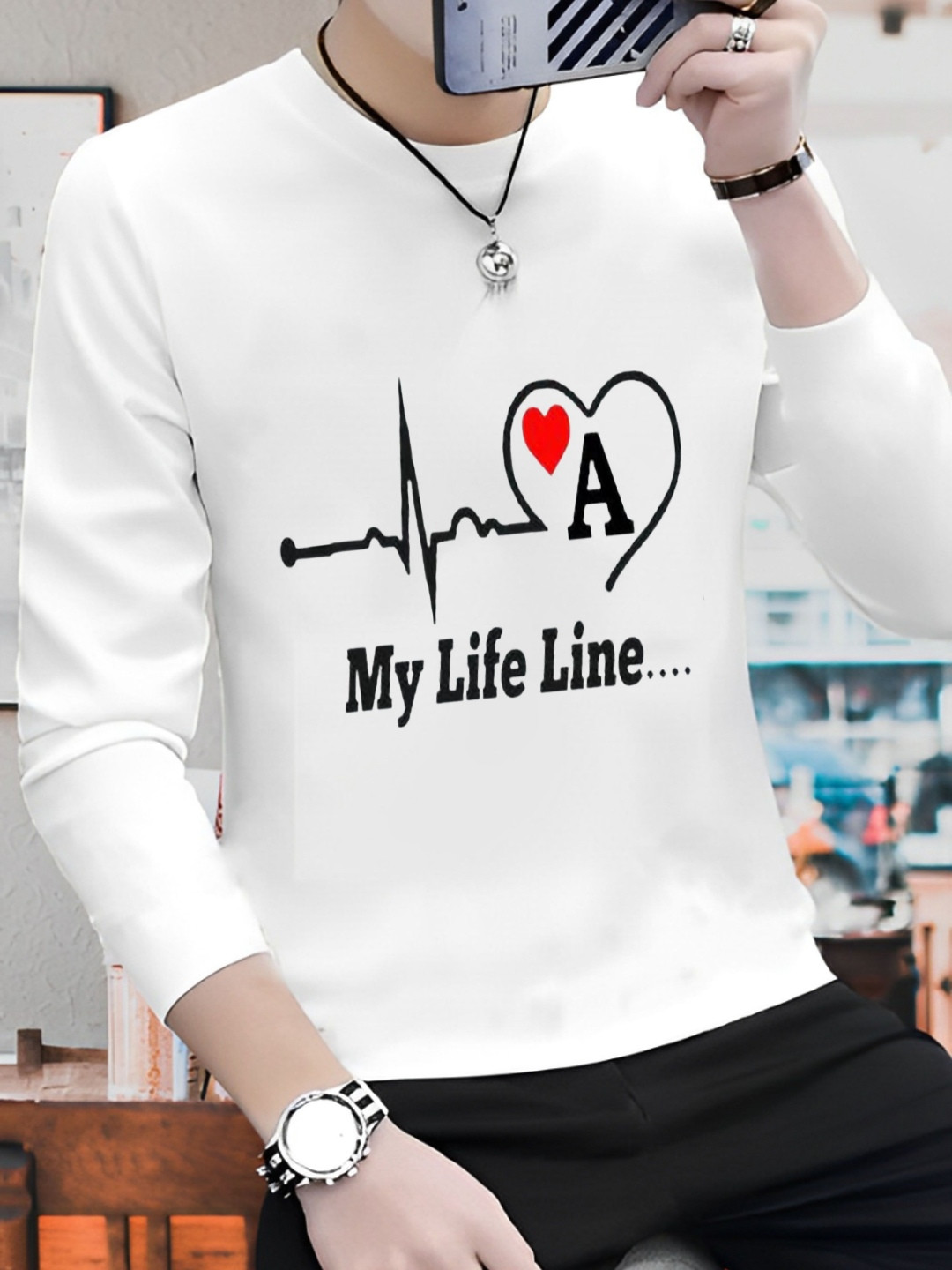 Kasendra Graphic Printed Round Neck Long Sleeves Regular Fit T-shirt