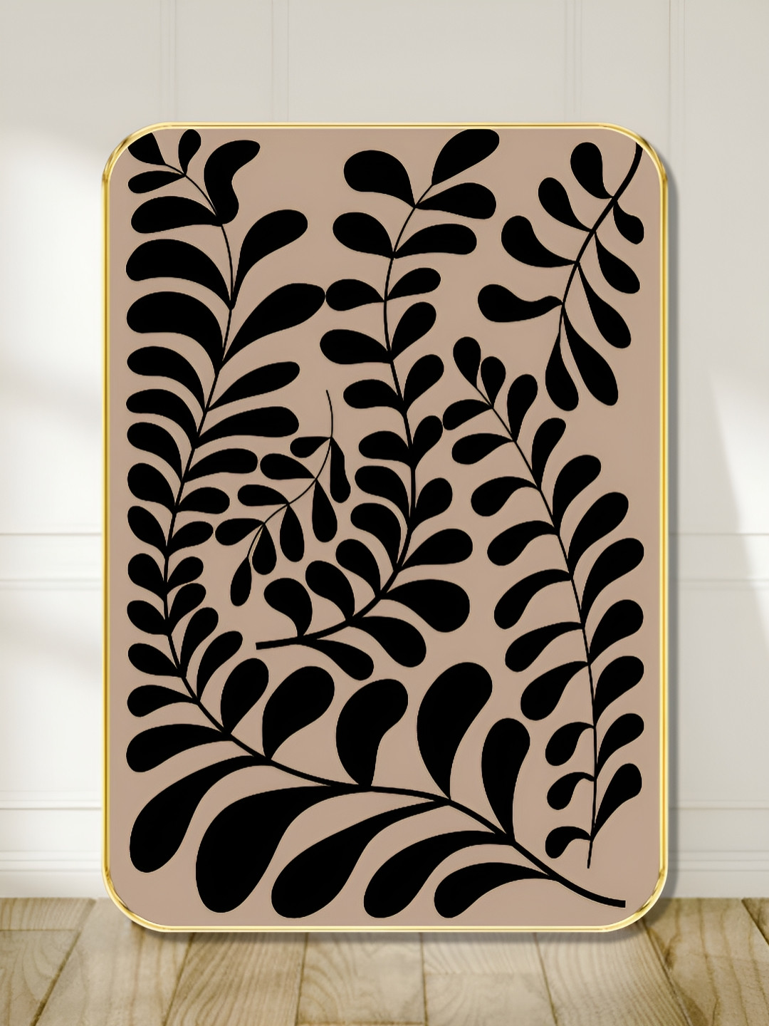 Myntra Elegant Homes Brown & Black Botanical Sparkle Printed Wooden Wall Art