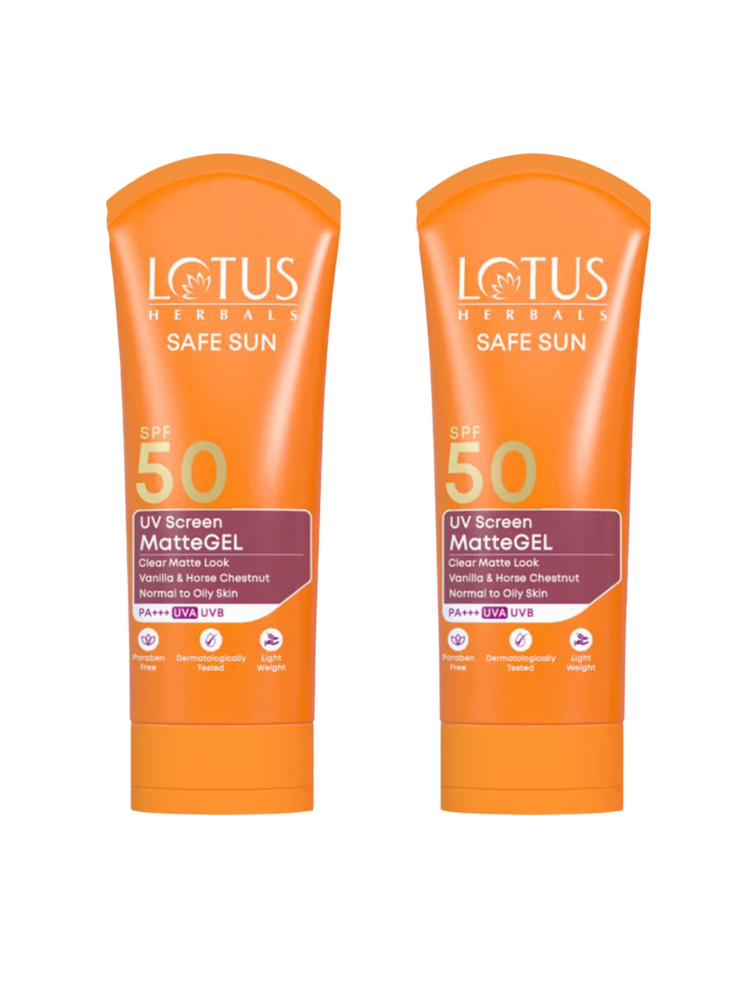 Lotus Herbals Set Of 2 Safe Sun SPF 50 UV Screen Matte Gel - 50 g Each