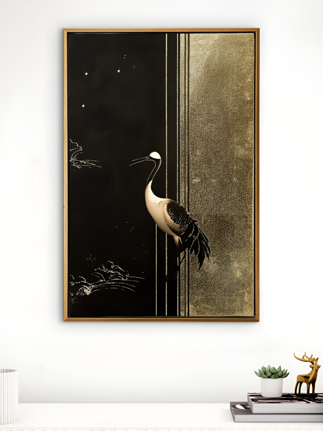 Home Centre Artistry Regalia Bird Canvas Wall Rectangle Paintings Wall Art - 24 x 12 In