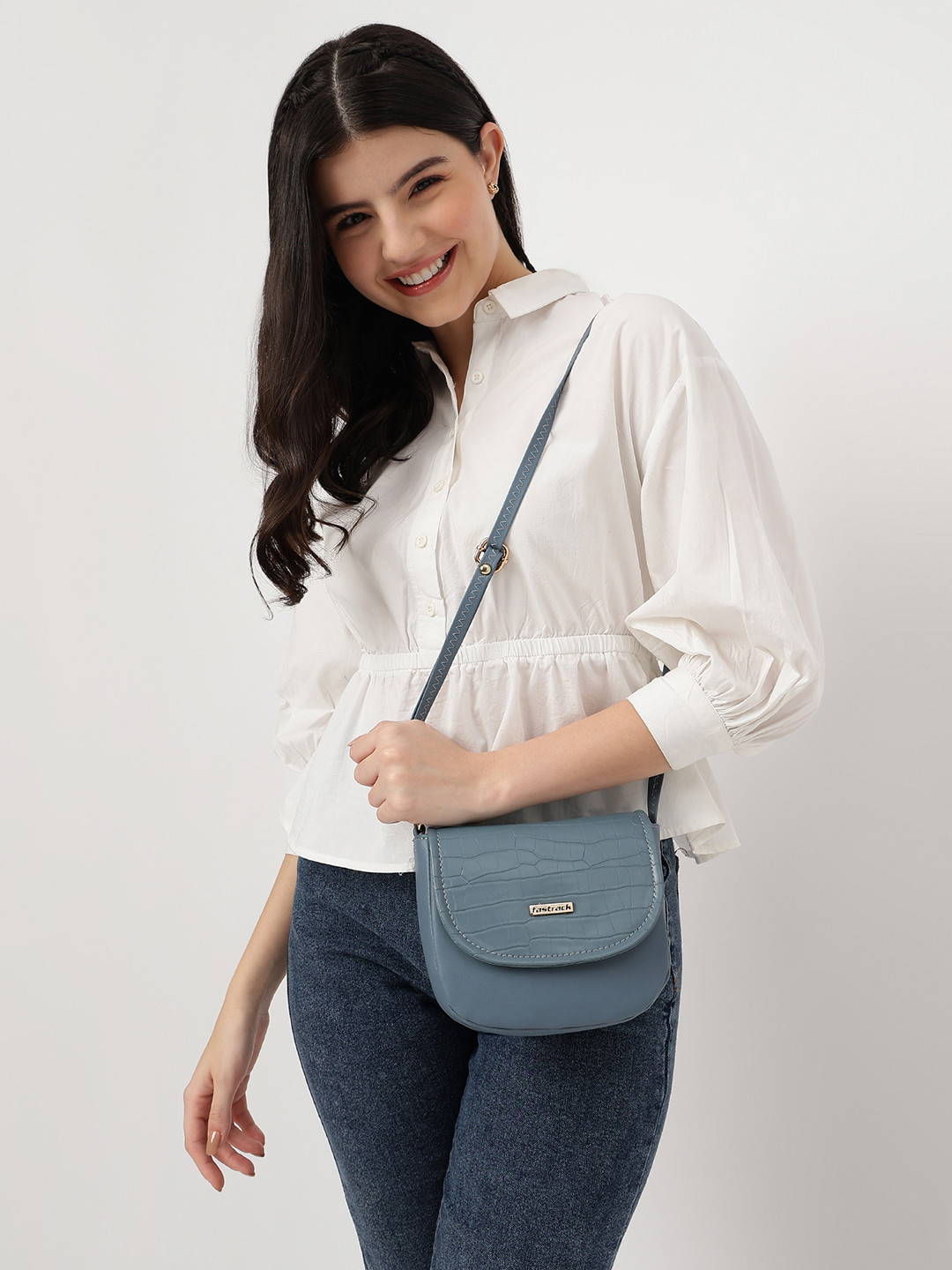 Fastrack Women Chic Croc Textured Sling Bag