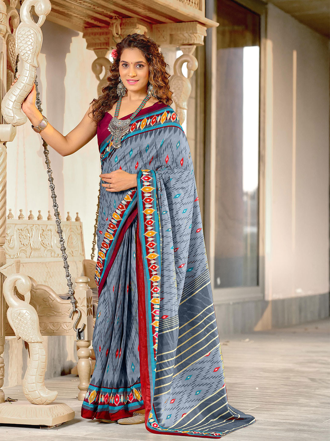 LeeliPeeri Designer Ikat Print Saree