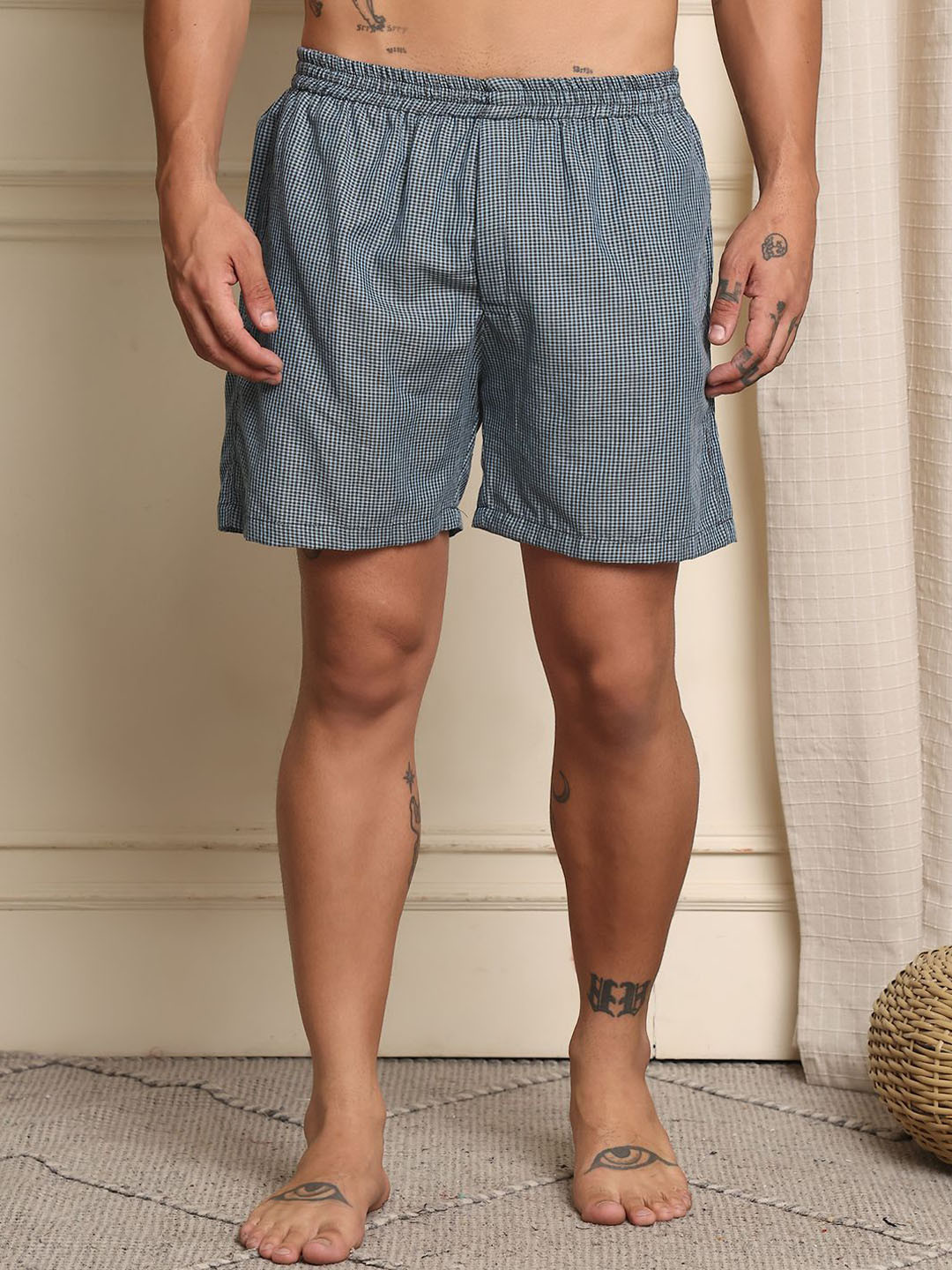 Mast & Harbour Checked Cotton Boxer - B10-S