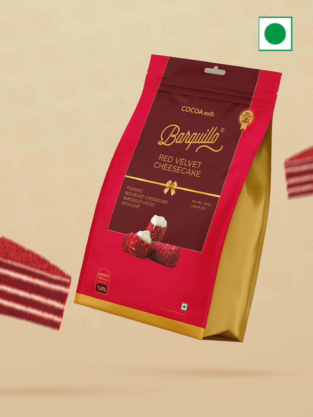 Barquillo 20 Pcs Red Velvet Cheesecake Chocolate Biscuit Rolls 400g