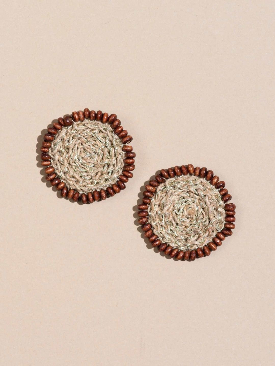 WHE Artificial Beaded Crochet Circular Shaped Studs