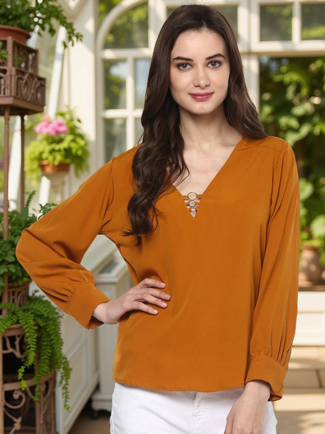 Pannkh Women Cuff Sleave Regular Top
