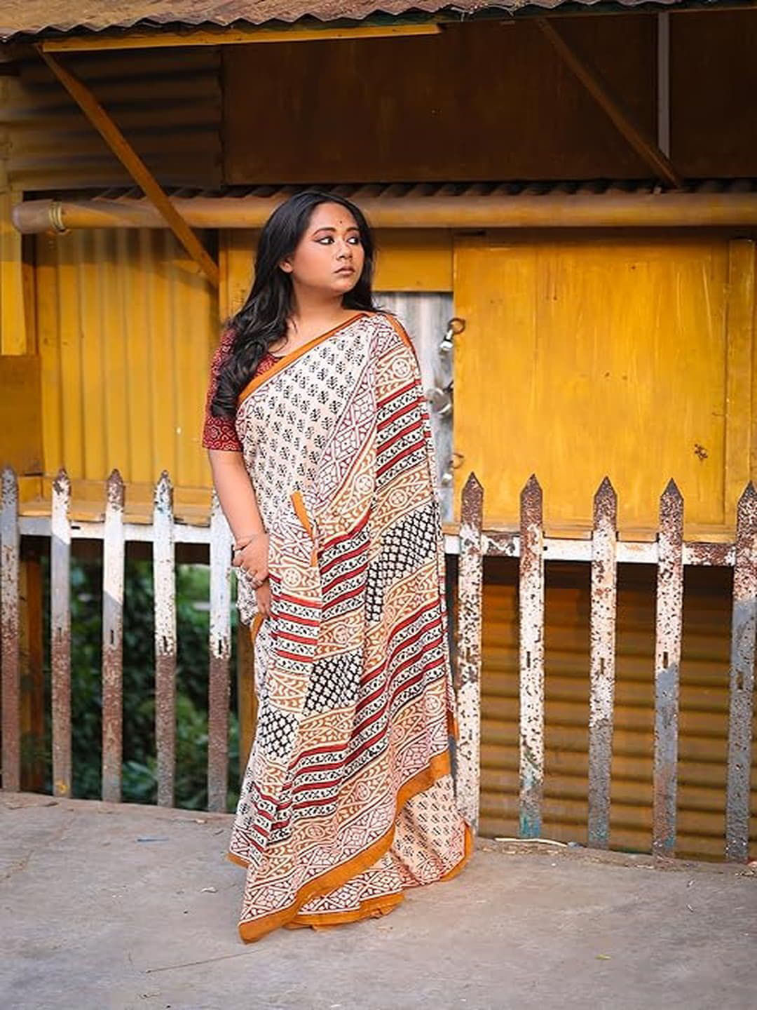 SainSisters Ethnic Motifs Pure Cotton Saree