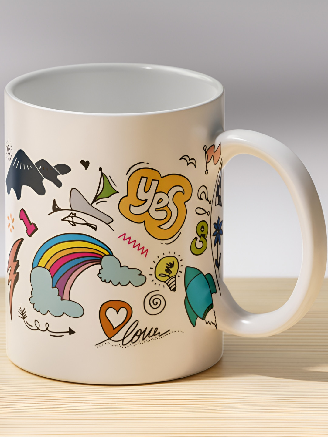 Gift4You White Graphic Ceramic Microwave Safe Mug-300ml