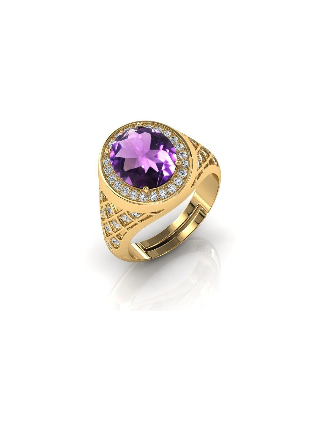 RRVGEM Gold Plated Amethyst Ring