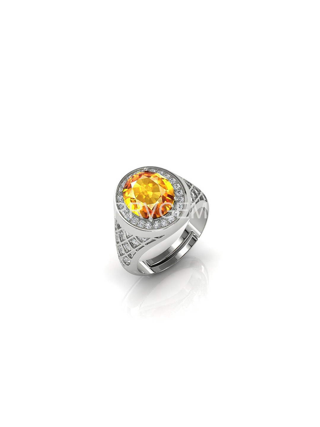 RRVGEM 11.25 Ratti 11.0 KT Citrine Studded Adjustable Finger Ring