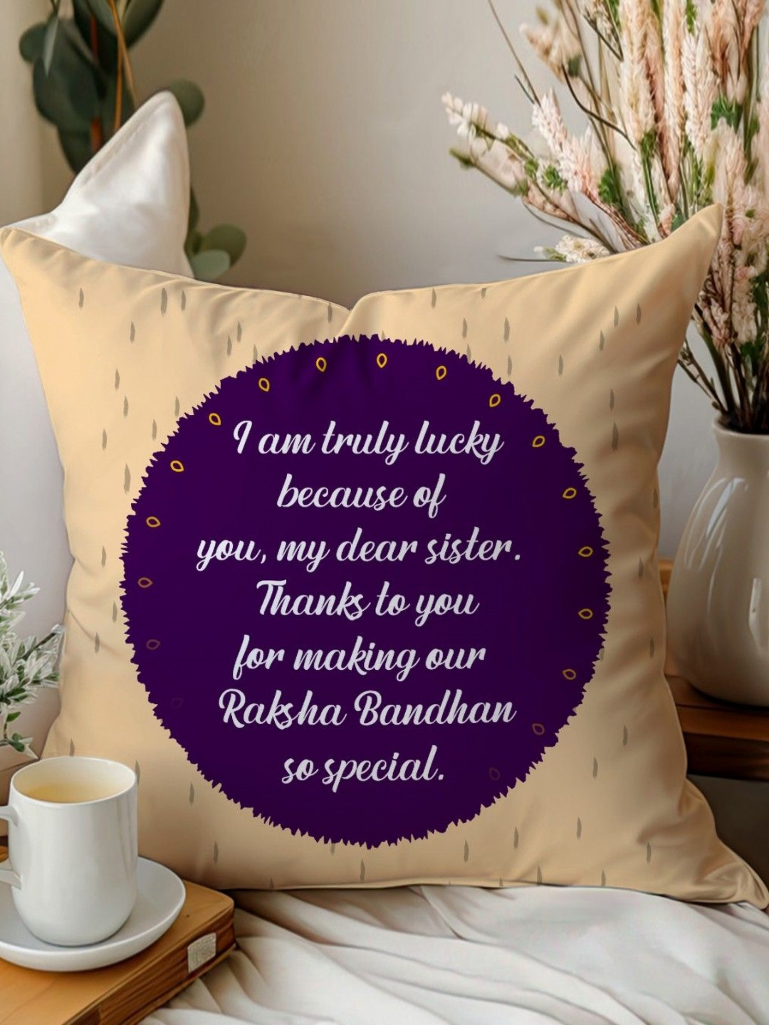SKYTRENDS Specially for Brother Sister Typography Satin Washable Cushion Cover - 16x16In