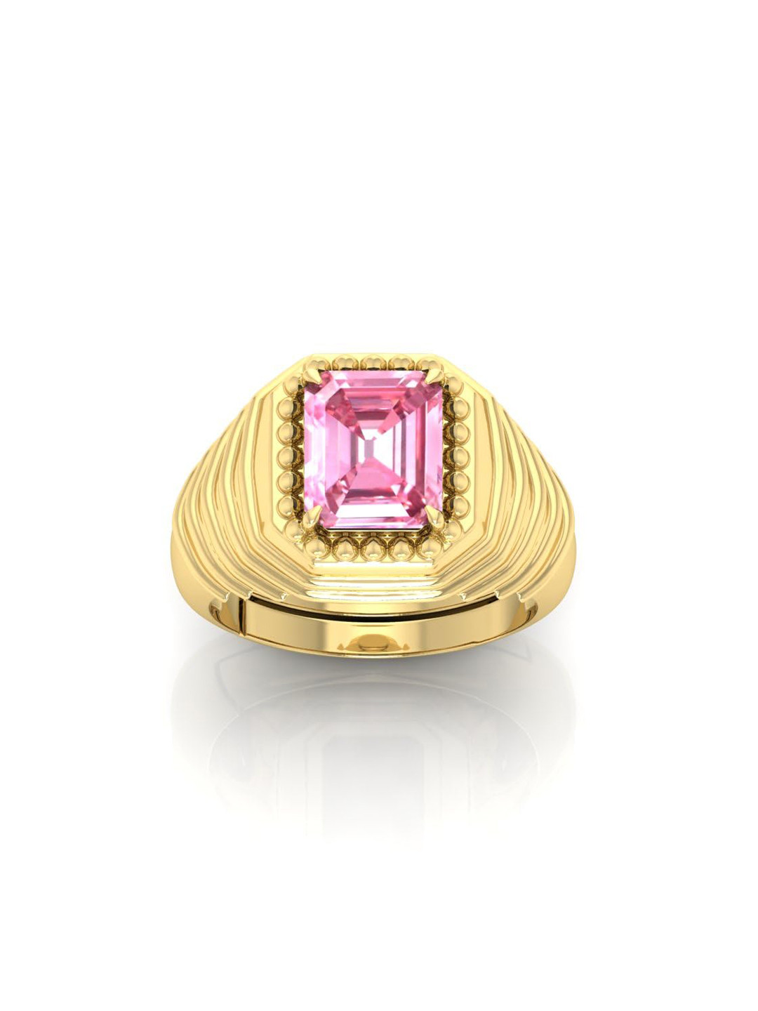 RRVGEM Gold Plated 14.25 Ratti Pink Sapphire Ring
