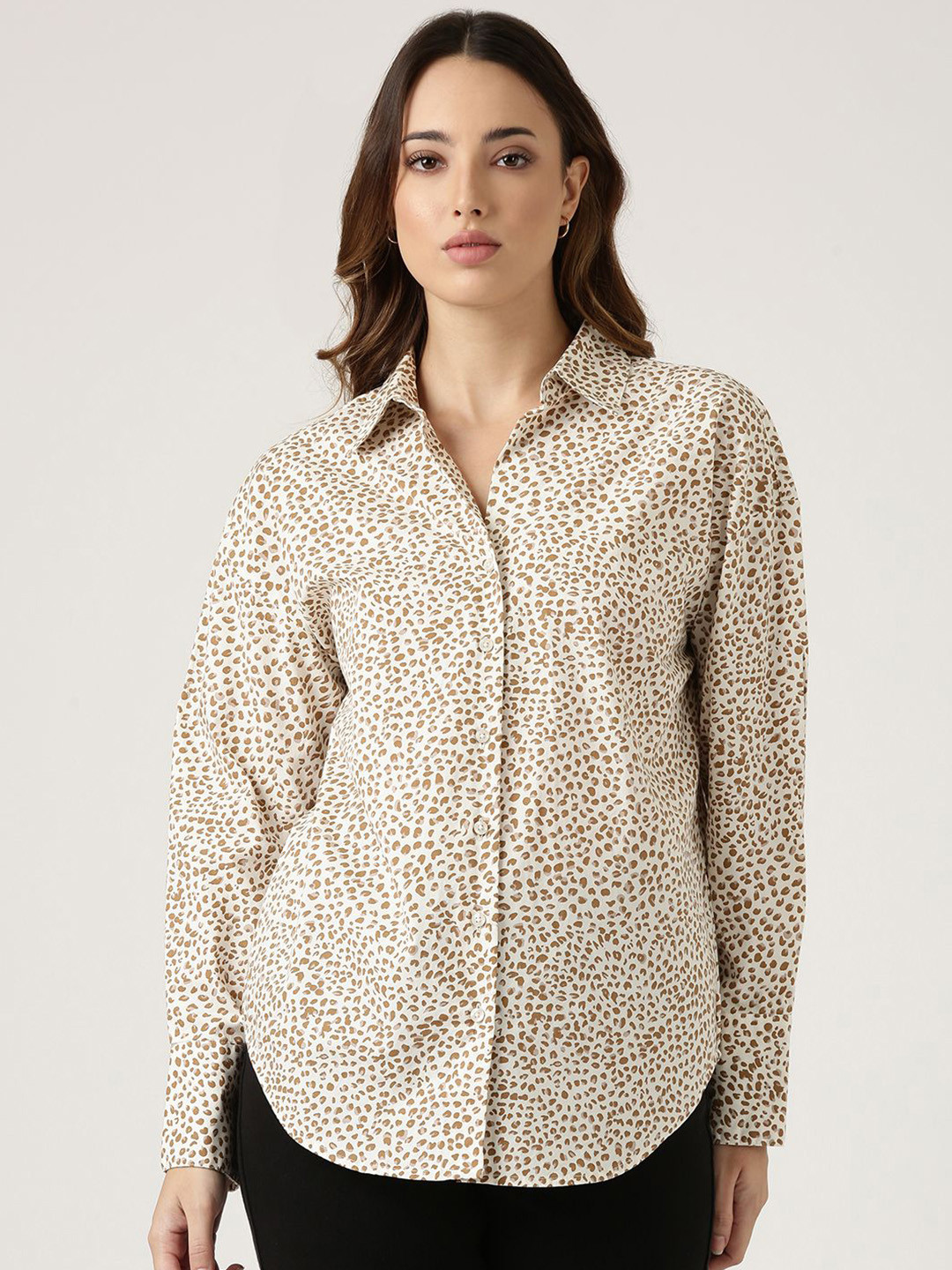 Jolene.club Animal Printed Savanna Chic Oversized Cotton Formal Shirt