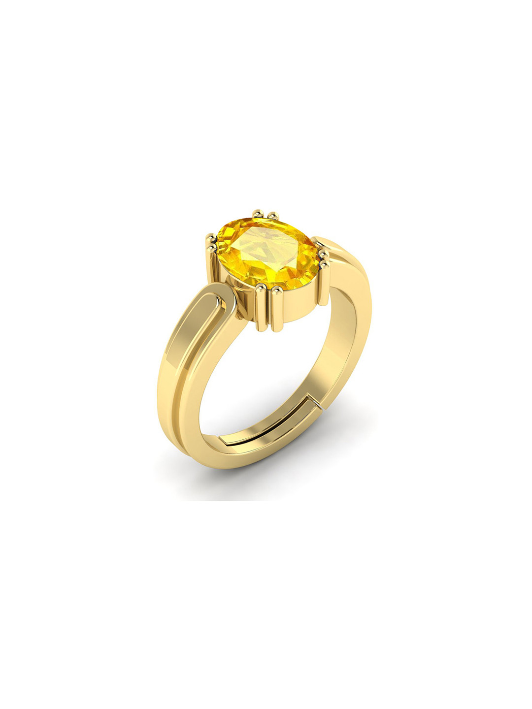 Yellow Unisex 5.00 KT 6.25 KT Sapphire Stone Brass Plated Ring