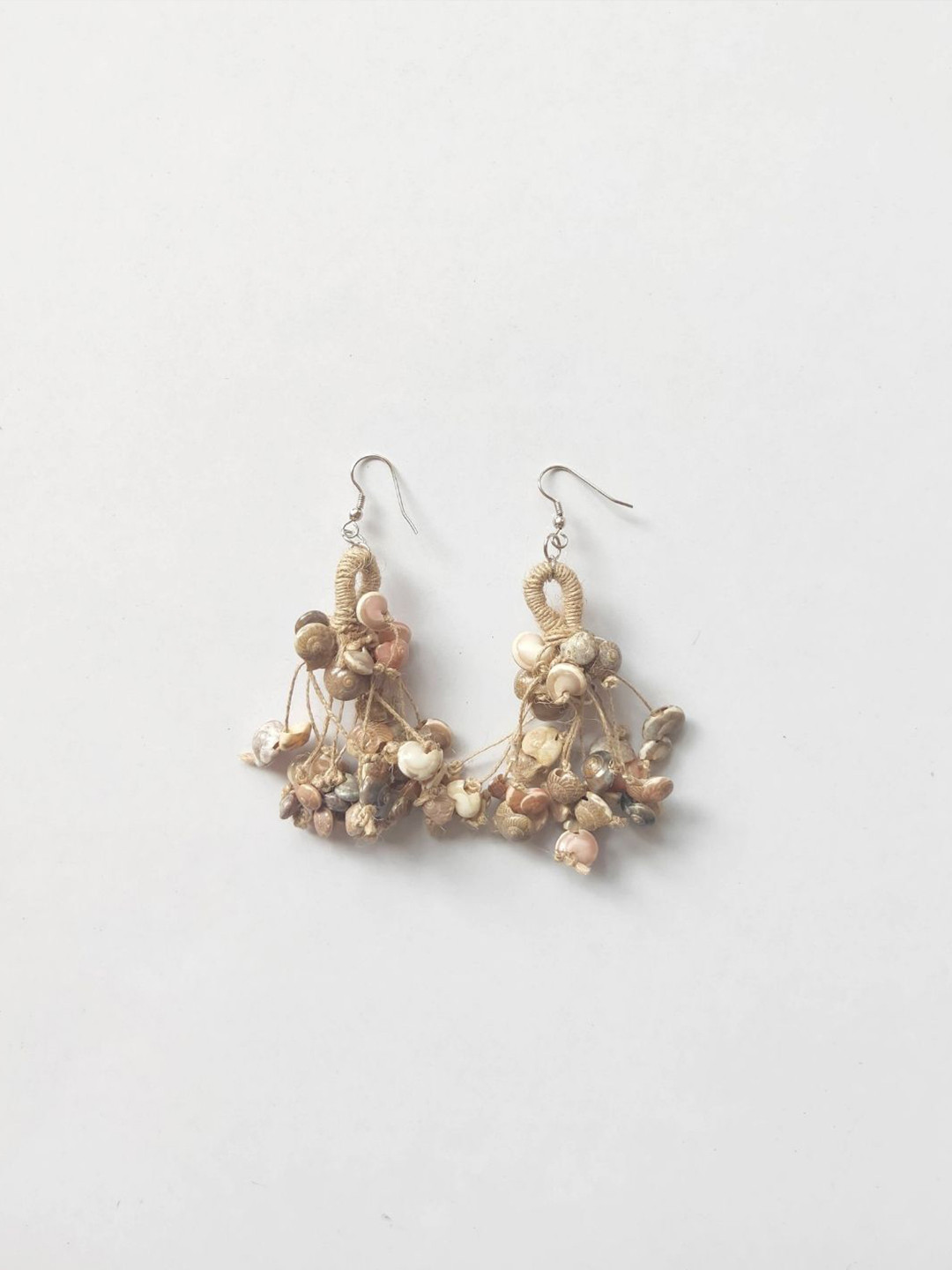 WHE Layered Jute Contemporary Drop Earrings