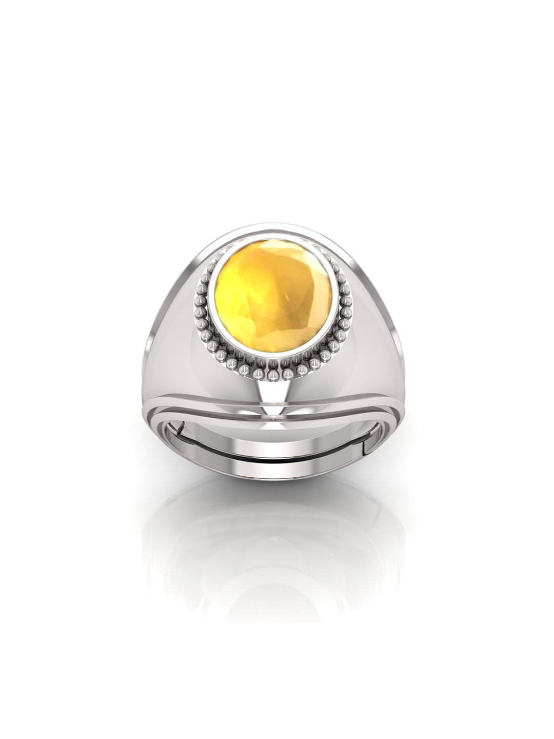 RRVGEM 8.00 Ratti Yellow Sapphire Silver Plated Ring