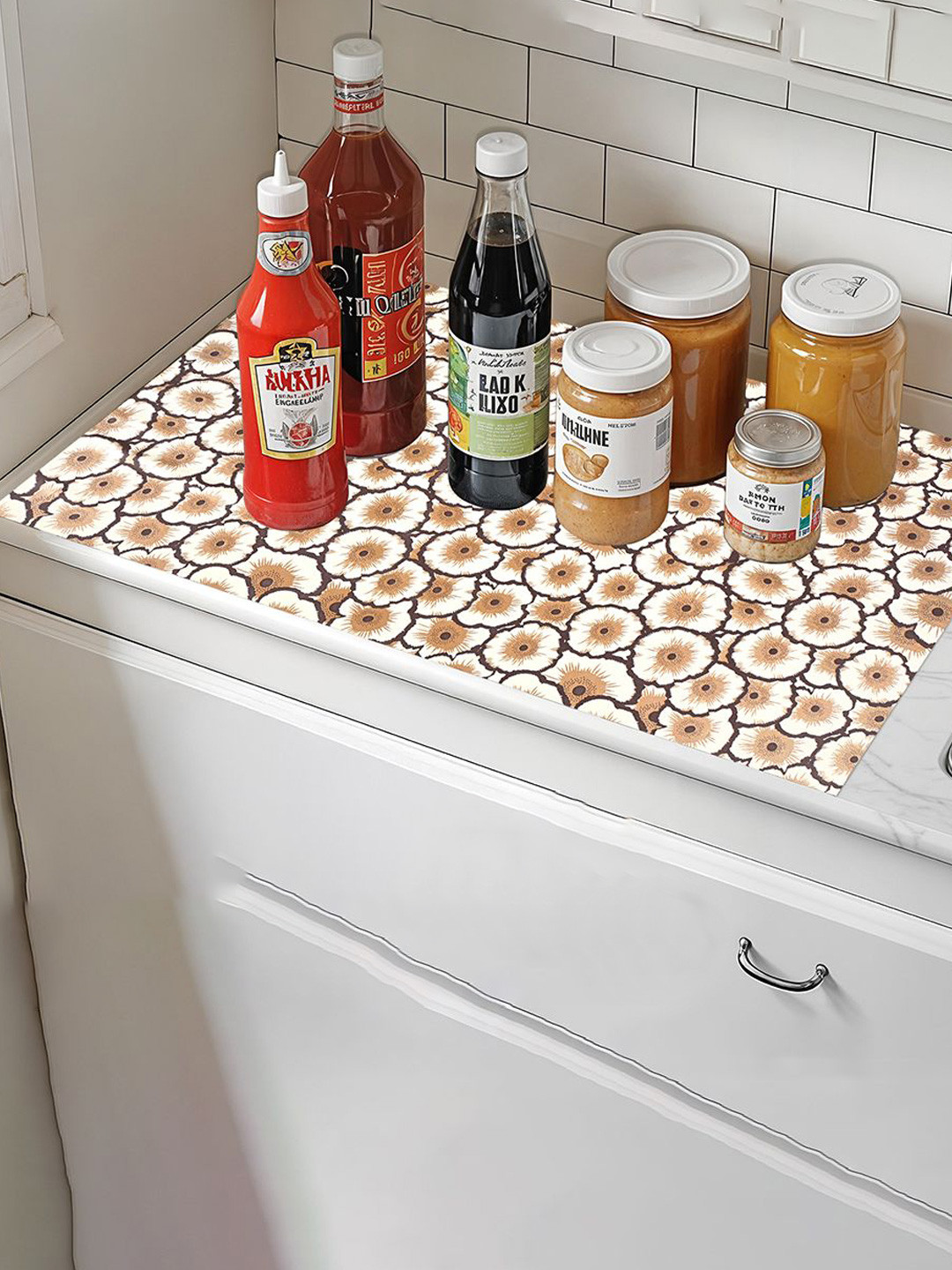 Kuber Industries Cream-Coloured PVC 10 Meter Shelf Liner Organisers