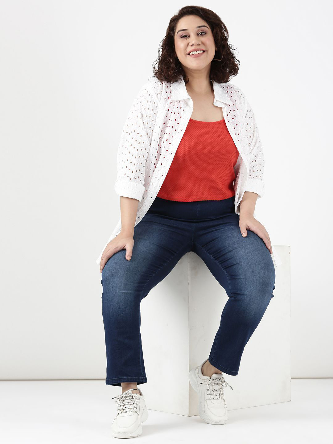 The Pink Moon Women Textured Cotton Crop Tank Top