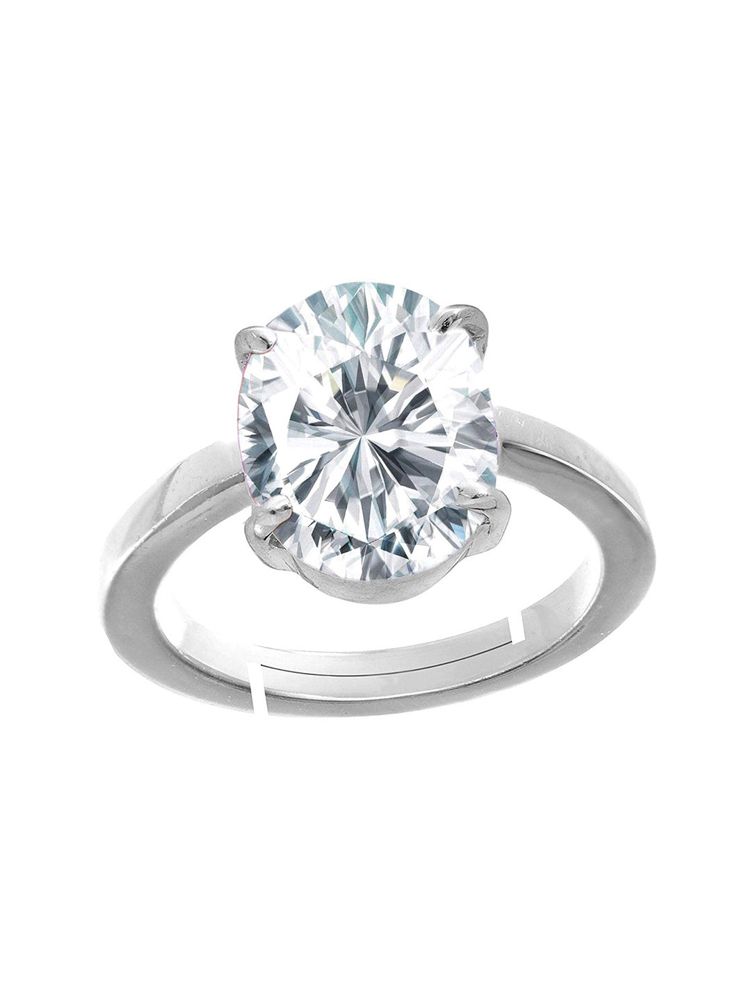 RRVGEM 2.40 Ratti Round Shape White Cubic Zirconia American Diamond Studded Ring