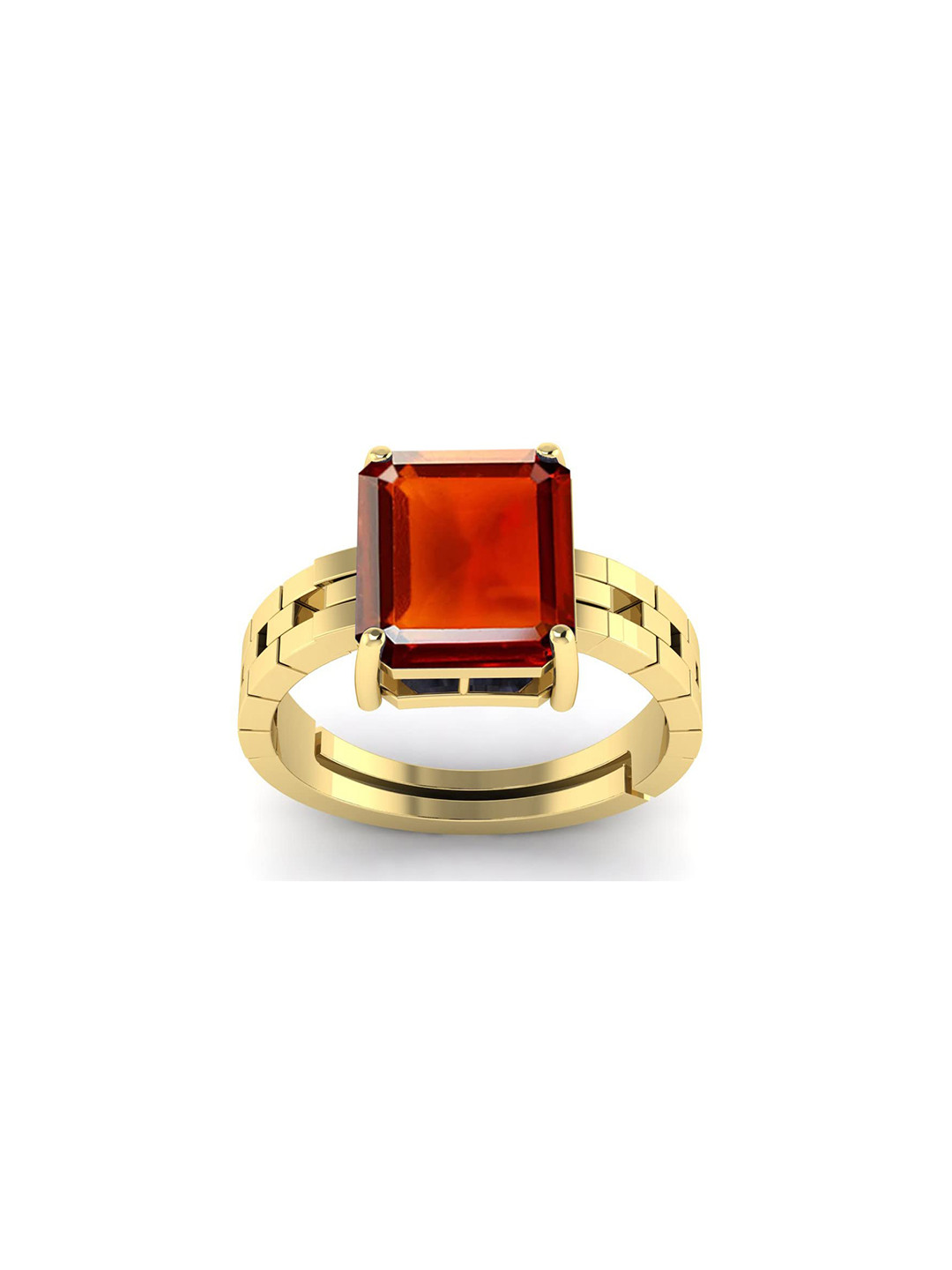 RRVGEM 9.25 KT Hessonite Gomed Stone Gold Adjustable Ring