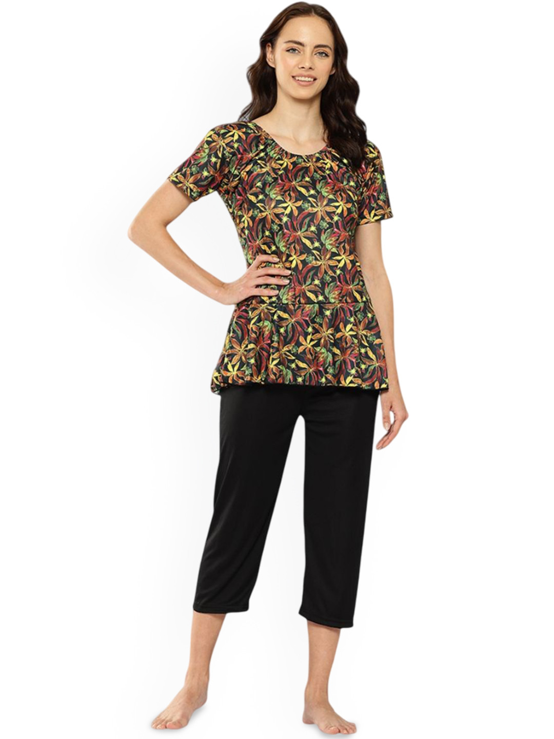 Aarika Floral Printed Swim Set With Goggle