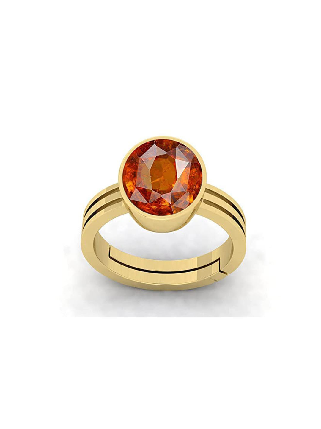RRVGEM 6.25 Ratti 5.70 KT Gemstone Gomed Hessonite Stone Panchdhaatu Ring