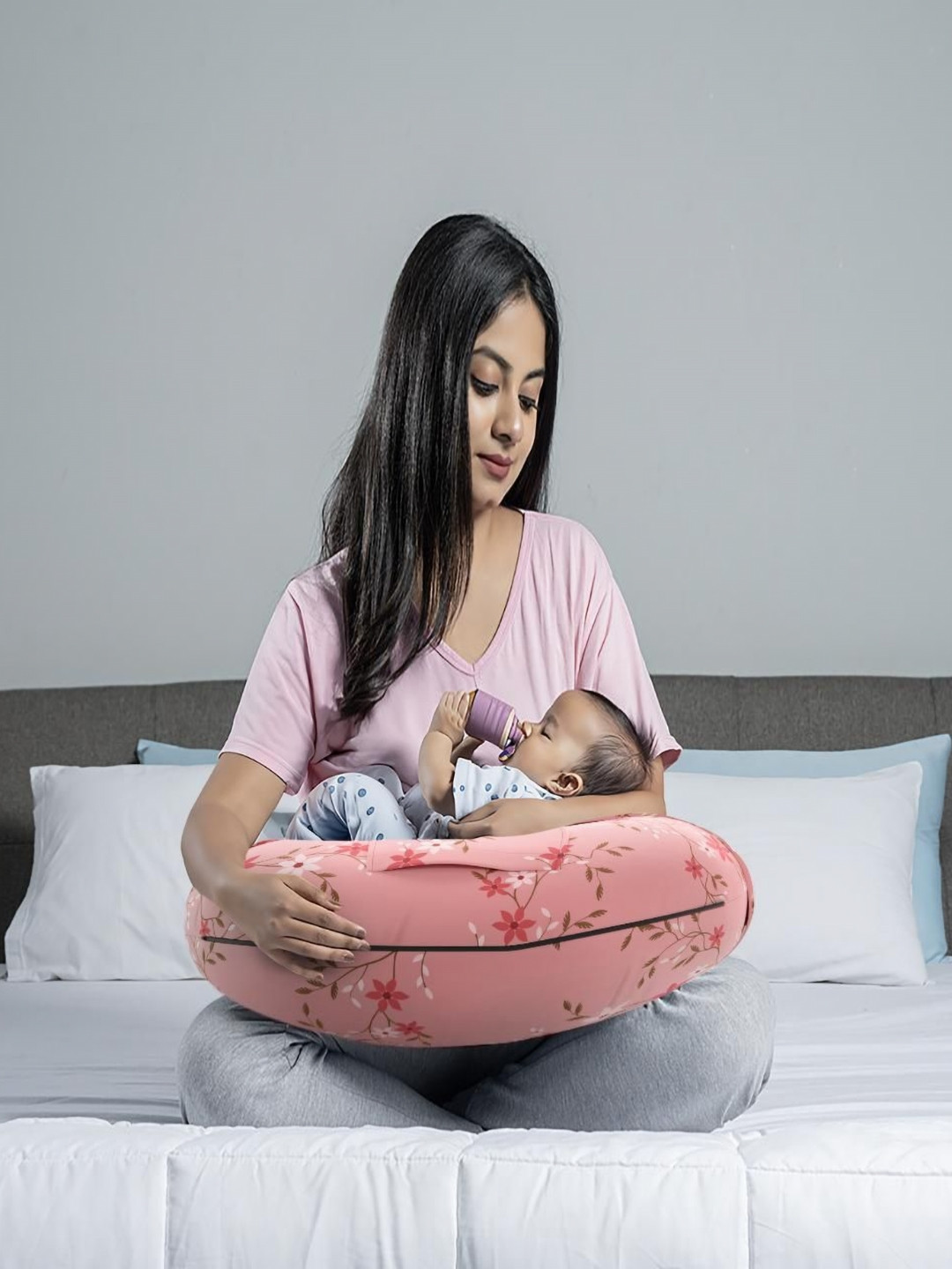 wakefit Pink Fibre Filled Cotton Baby Pillow