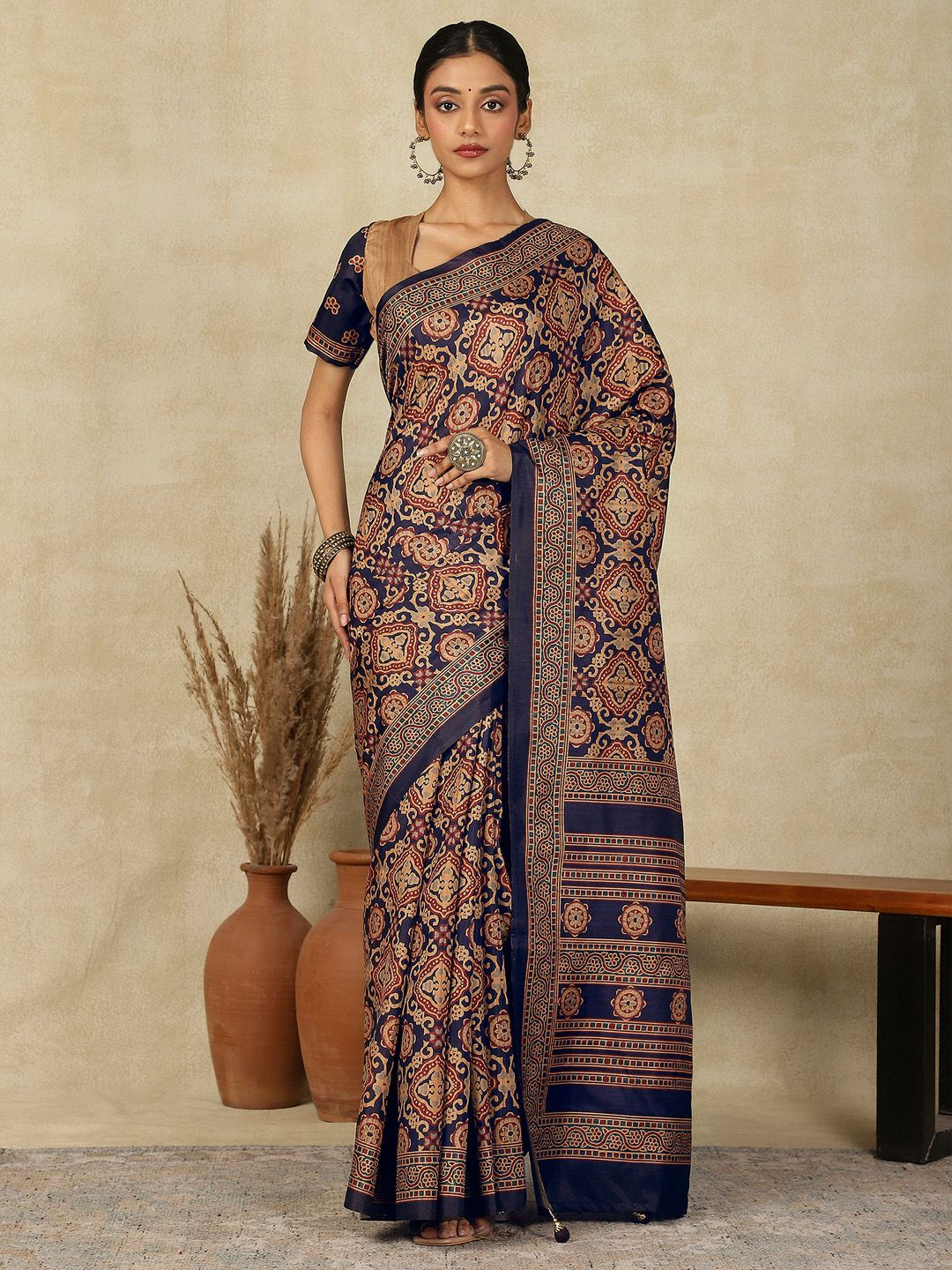 all about you Printed Festive Wear Saree with Matching Blouse