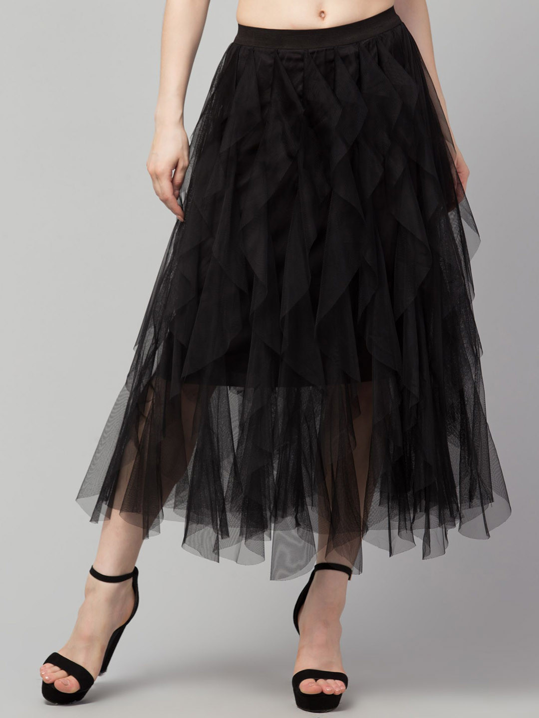 Fruba Frilled Midi Length FlaredSkirt