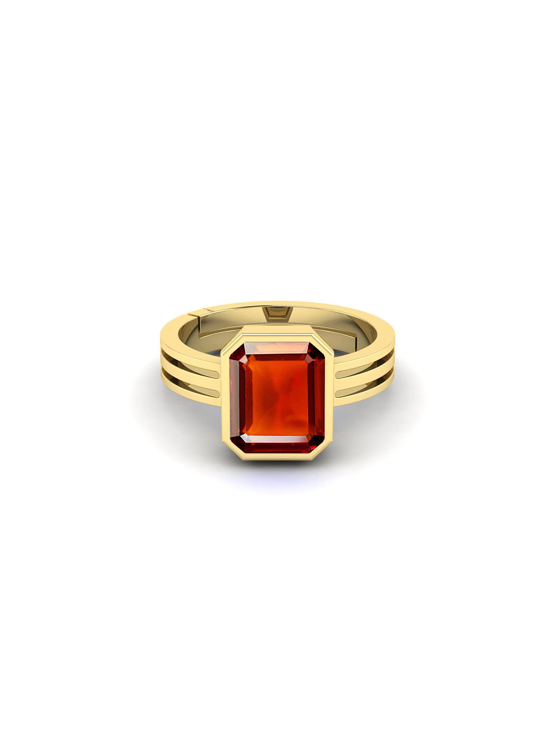 RRVGEM Gold Plated Gomed Pukhraj Gemstone Ring