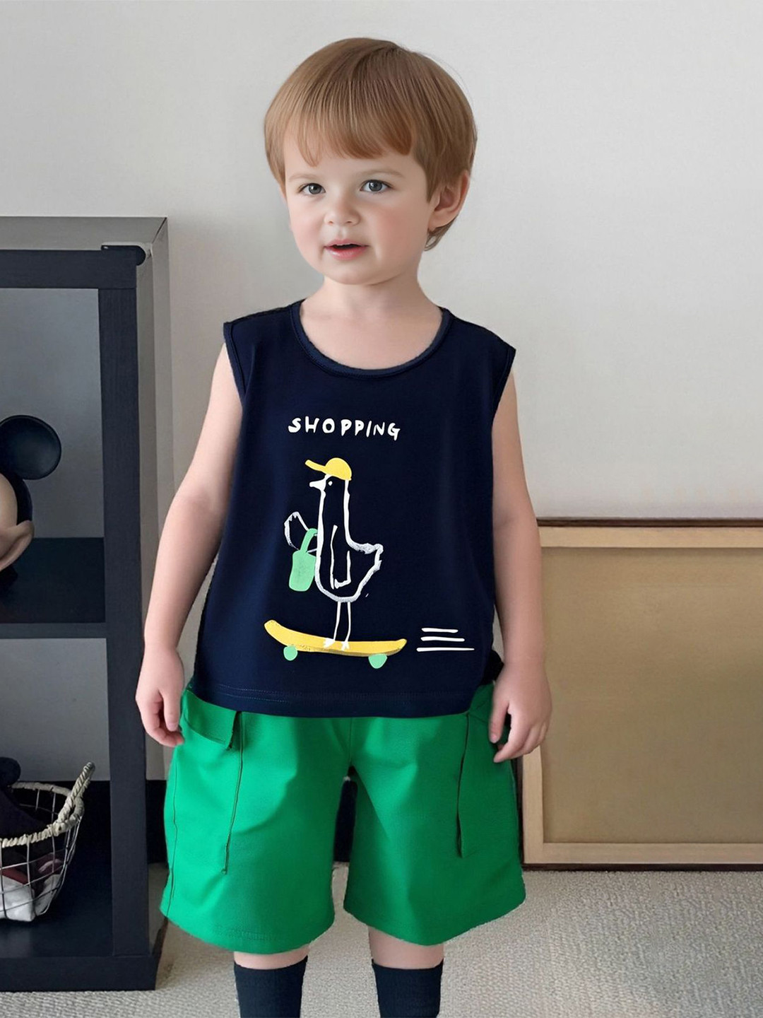 FOREVER FRIDAY Boy's Printed Round Neck T-shirt with Shorts