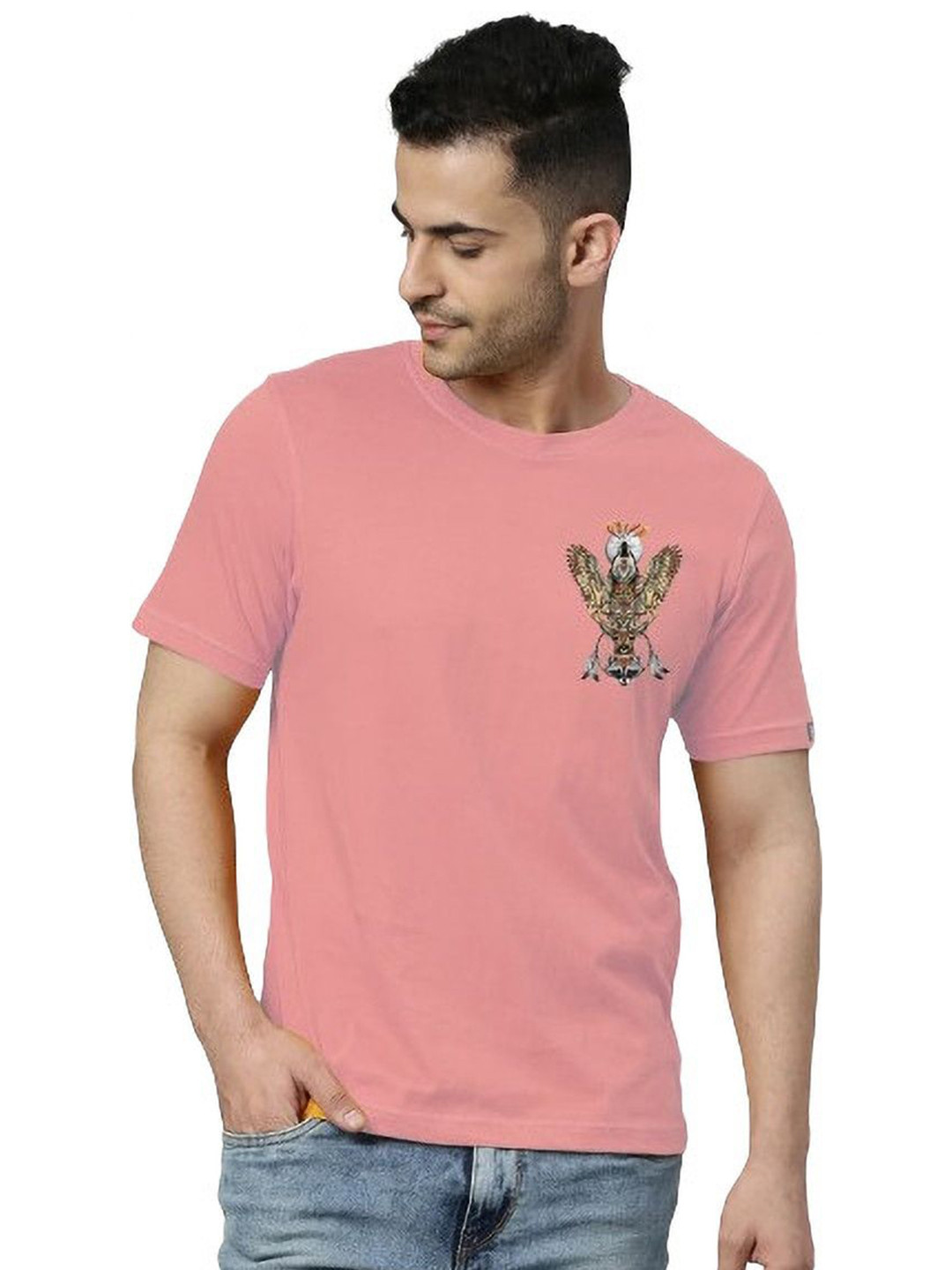 Kushi Flyer Printed Short Sleeves Round Neck T-shirt