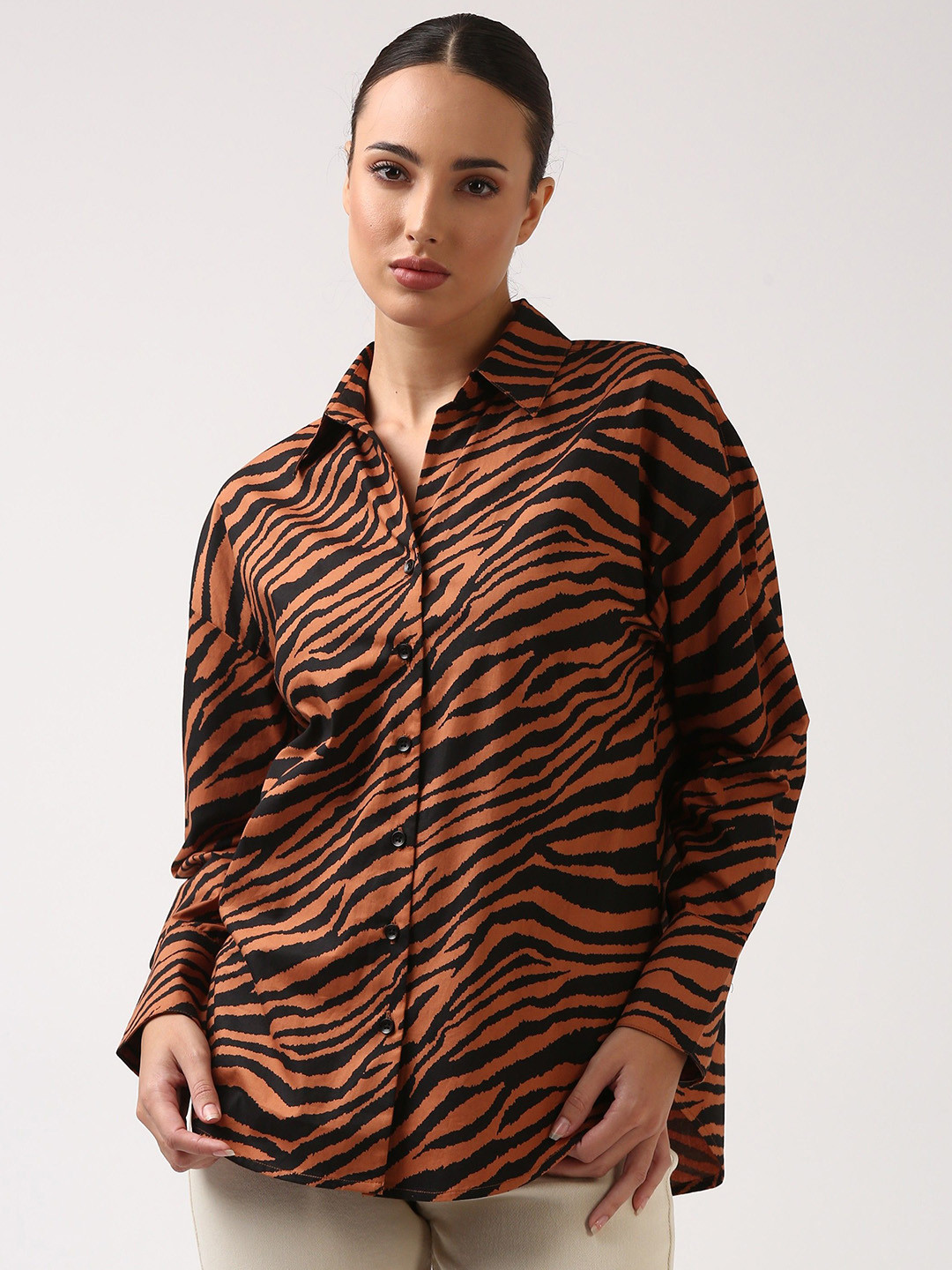 Jolene.club Animal Printed Cotton Formal Safari Shirt