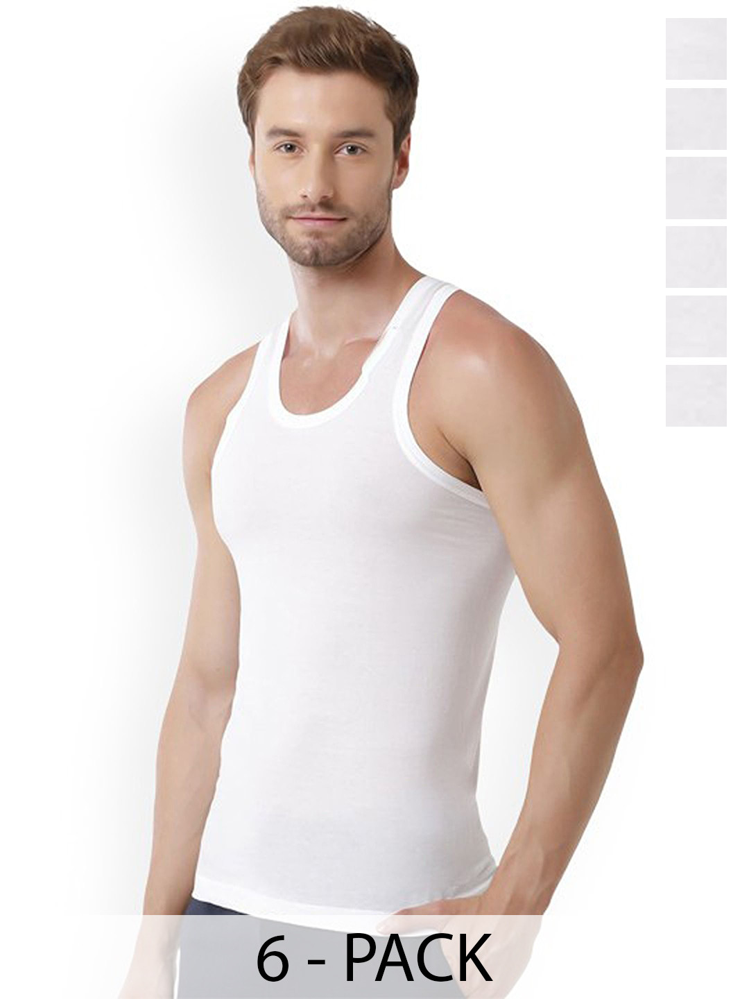 CAVENDERS Pack Of 6 Pure Cotton Basic Vests White Pure CottonDno-v301st