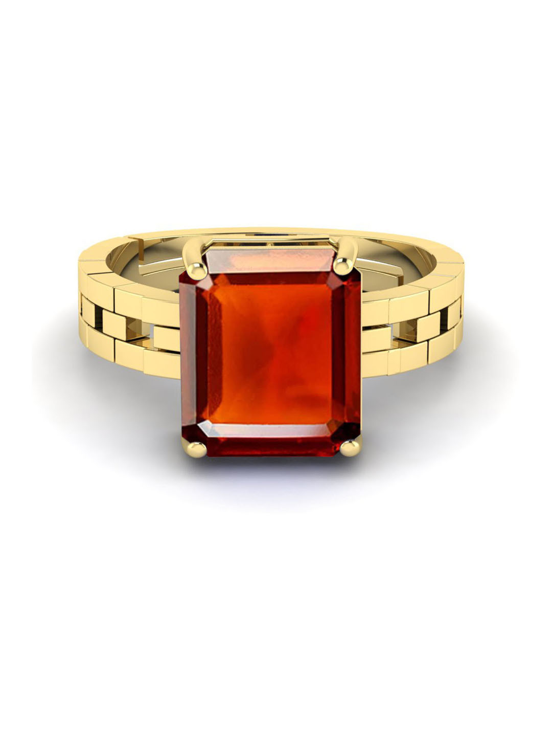 RRVGEM Men Brass 6.25 Ratti 5.00 KT Gomed Stone Garnet Ring