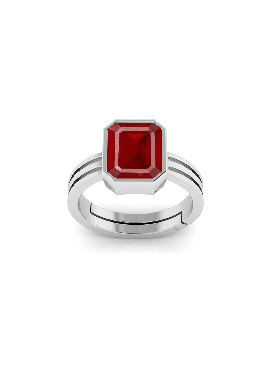 RRVGEM Silver Plated 11.25 Ratti 10.70 KT Ruby Adjustable Ring