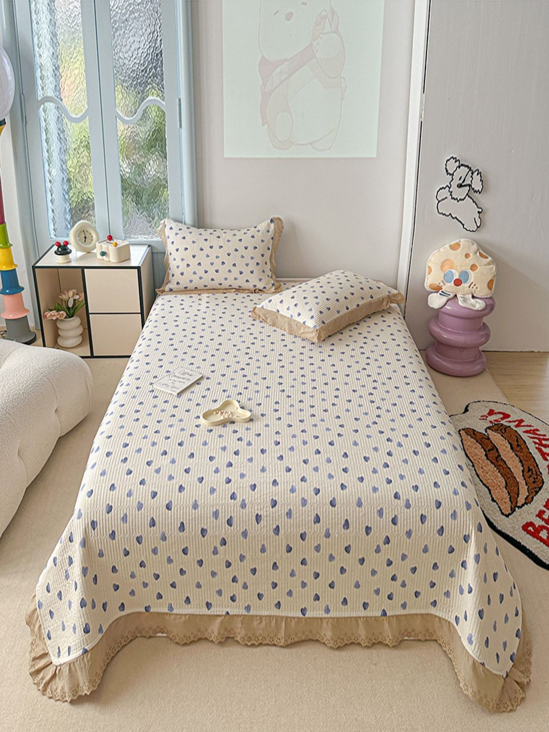 JC HOME Abstract Double Bed King Cover With Pillow Covers