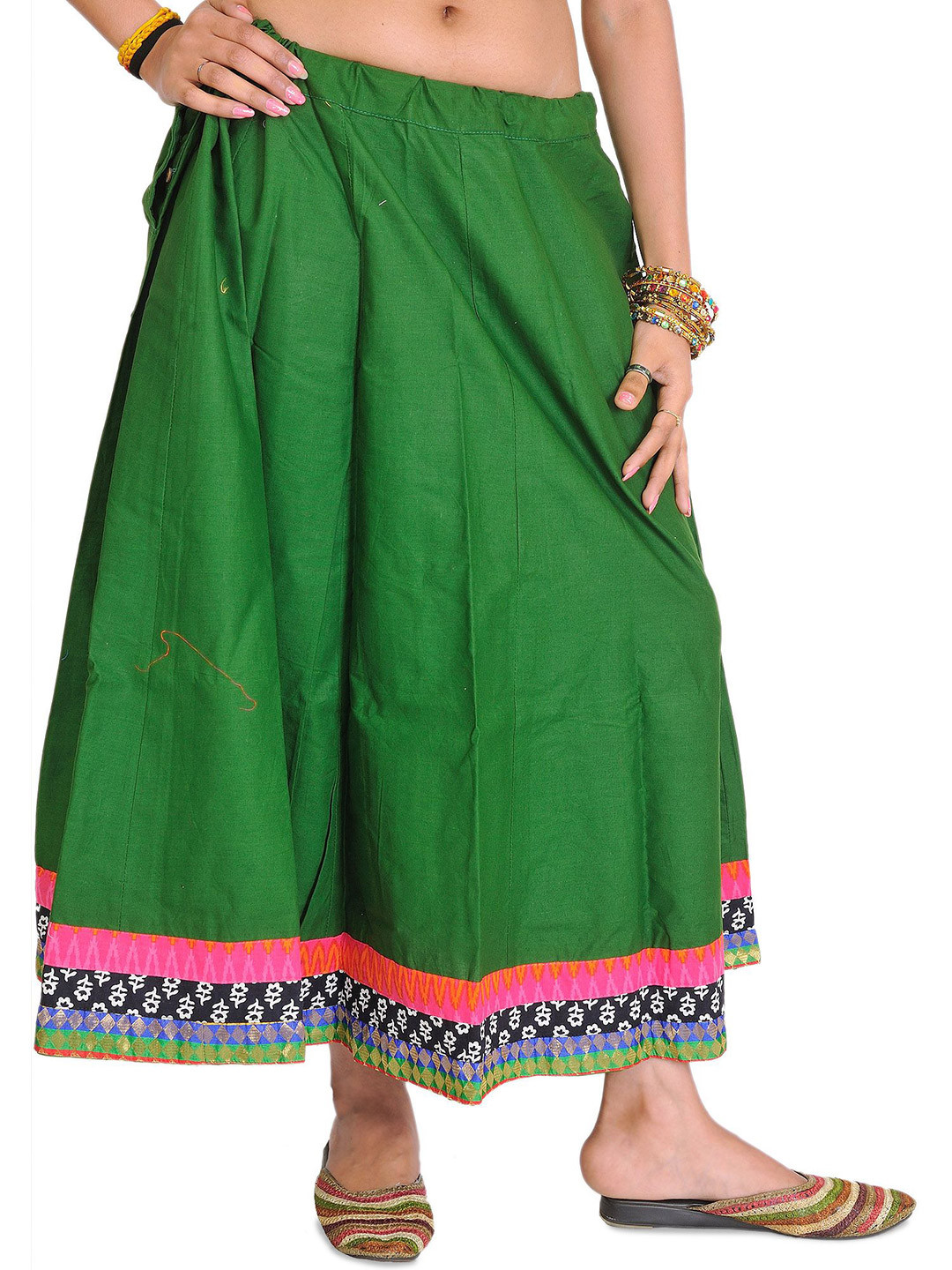 Exotic India Plain Midi Skirt From Pilkhuwa With Patch Border
