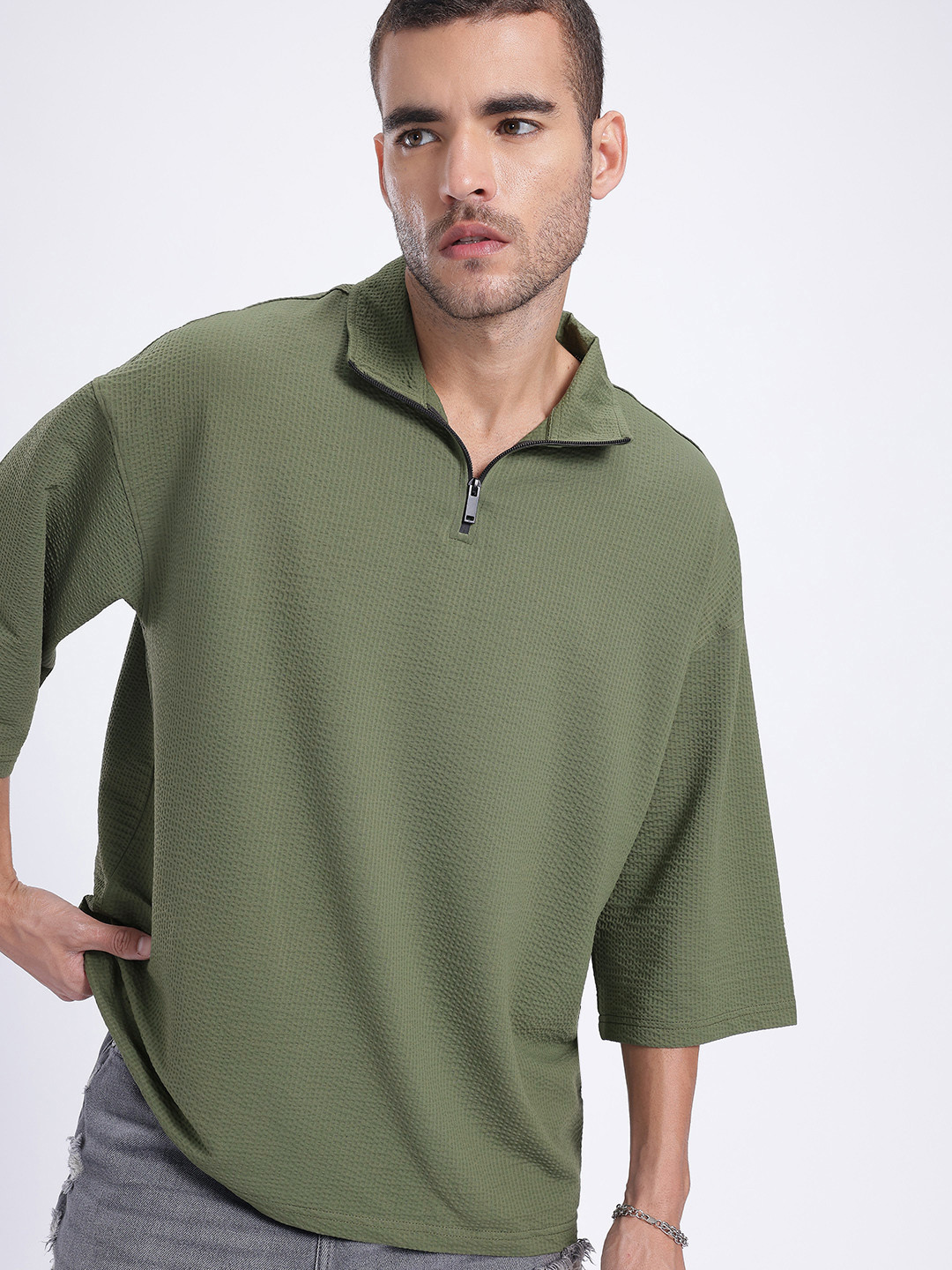 glitchez Seersucker Super Polo Oversized T-shirt