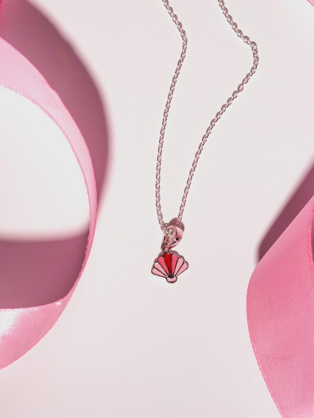 ShimmerTots 925 Silver Rhodium-Plated Seashell Kids Pendant with Chain