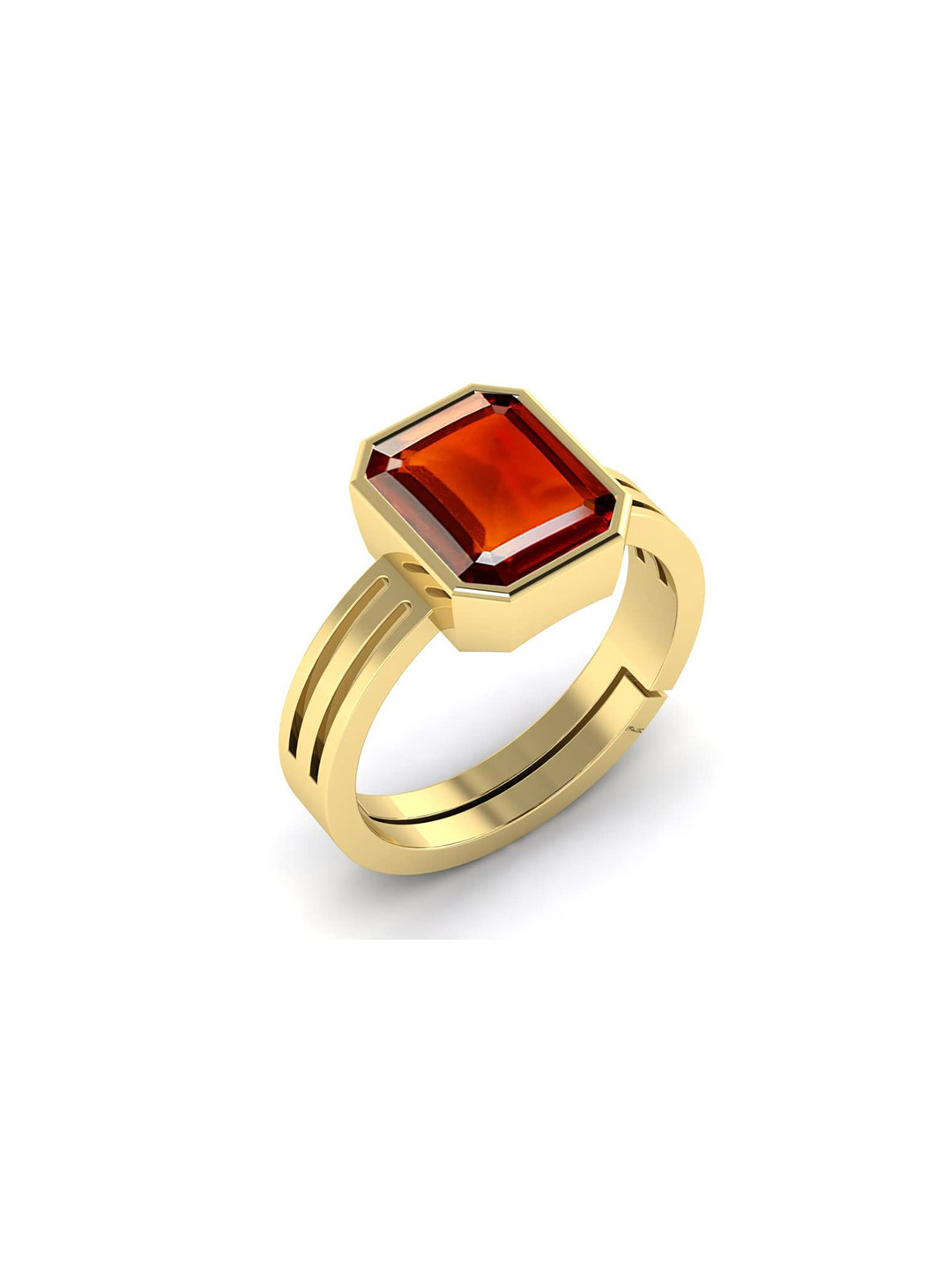 RRVGEM Gold Plated Gomed Pukhraj Gemstone Ring