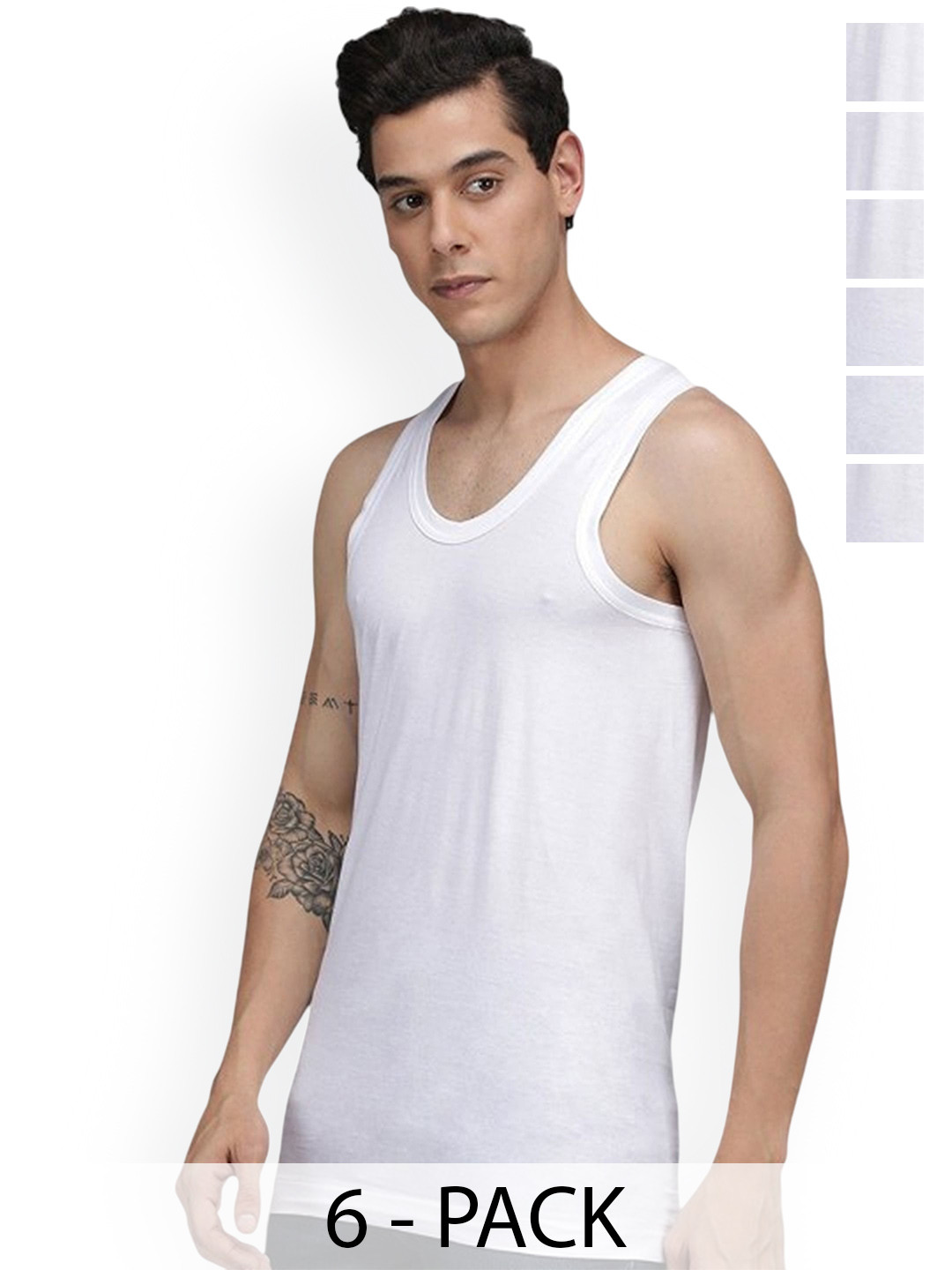 CAVENDERS Pack Of 6 Pure Cotton Basic Vests White Pure CottonDno-v307st