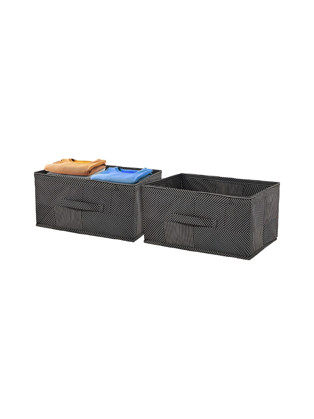 Aura Grey & Black 2 Pieces Printed Wardrobe Storage Organisers With Handle