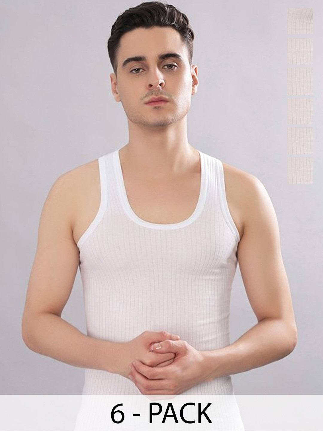 CAVENDERS Pack Of 6 Pure Cotton Basic Vests White Pure CottonDno-v127st