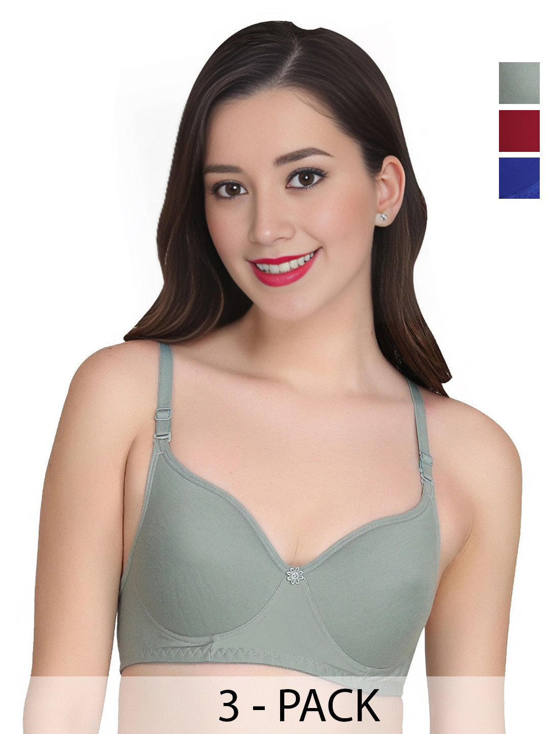 Liigne Pack Of 3 Full Coverage Non Padded Everyday Bra