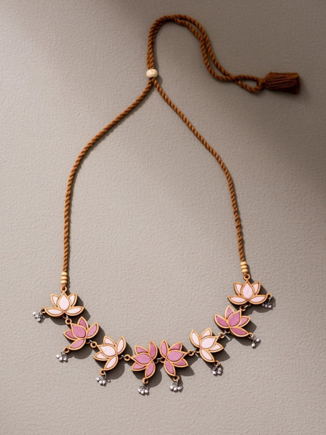 WHE Brass Silver-Plated Lotus Upcycled Necklace