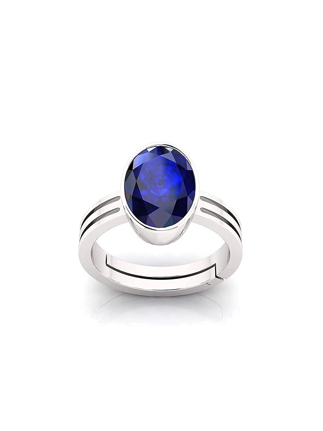 RRVGEM 4.25 Ratti Unisex Brass Blue Sapphire Ring