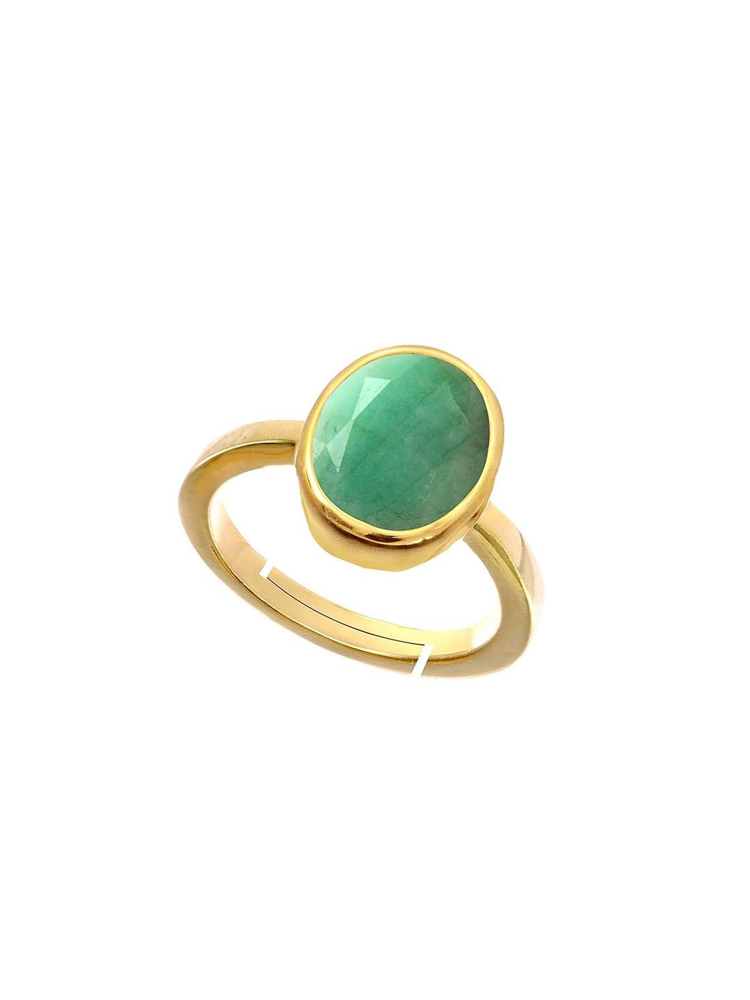 RRVGEM 6.25 Ratti Gold Plated Colombian Emerald Adjustable Finger Ring