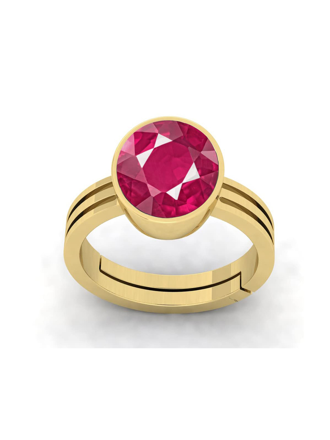 RRVGEM 9.50 Ratti Manik Stone Adjustable Gold Finger Ring